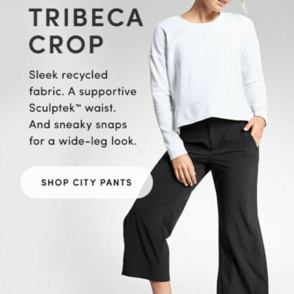 Athleta Tribeca Snap Ankle Crop Pants Black Athletic Women's Size 8 H13384 - Picture 12 of 12